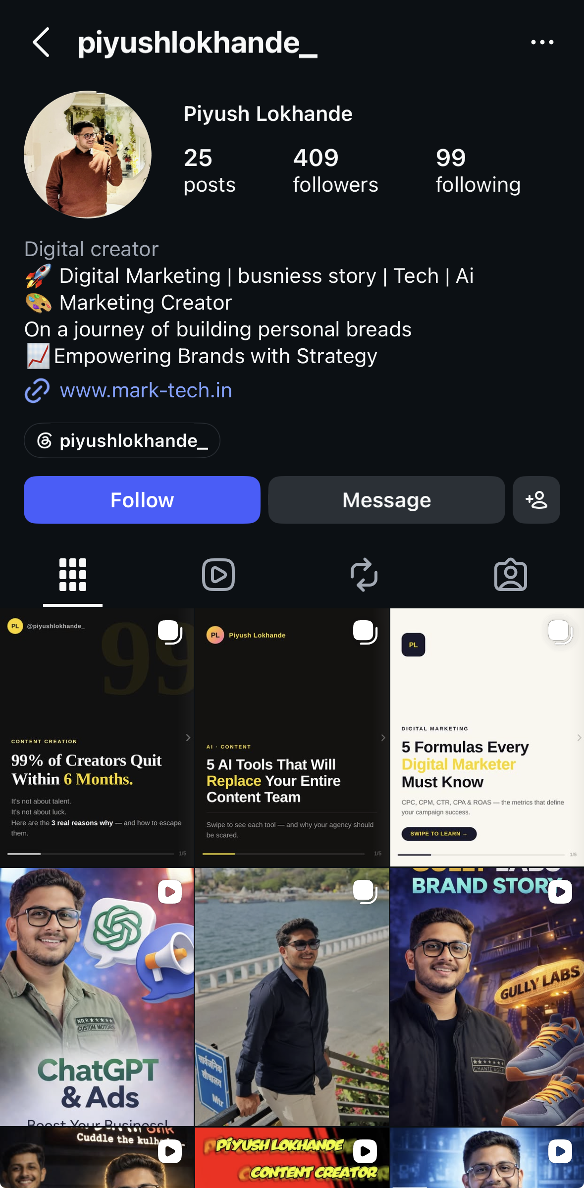 Piyush Lokhande Instagram profile screenshot